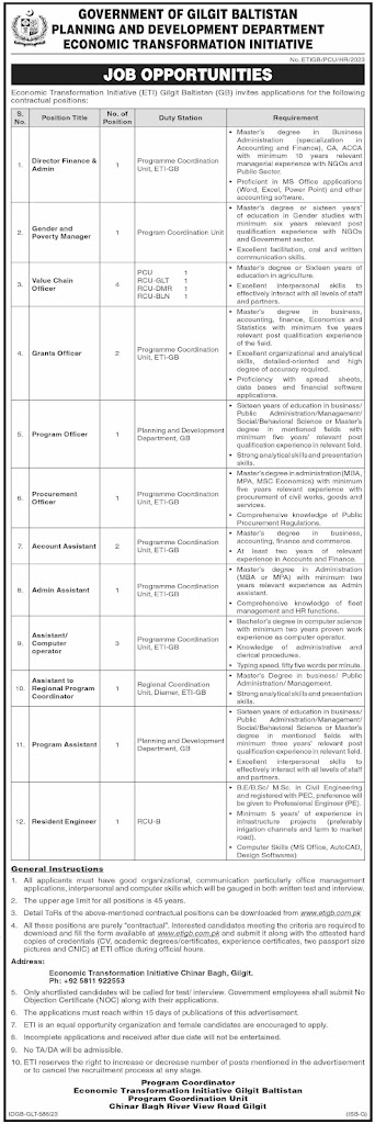 Planning & Development Department ETI Jobs 2023